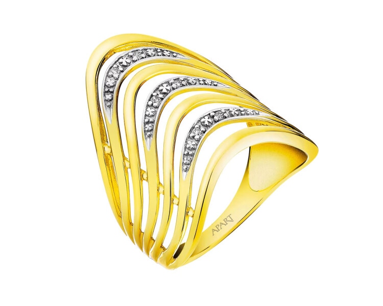 Pierścionek z żółtego złota z diamentami 0,03 ct - próba 585