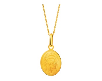 Złota zawieszka – medalik Matka Boska z dzieciątkiem Jezus