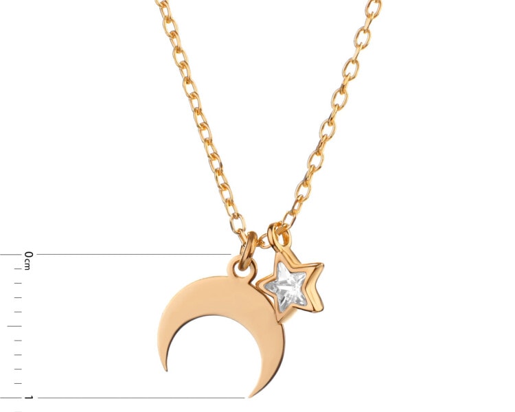 Naszyjnik srebrny z cyrkonią - Księżyc, gwiazda