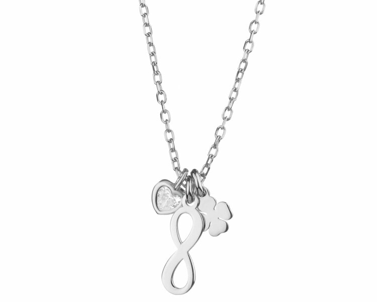 Stříbrný náhrdelník se zirkonem - nekonečno, čtyřlístek, srdce