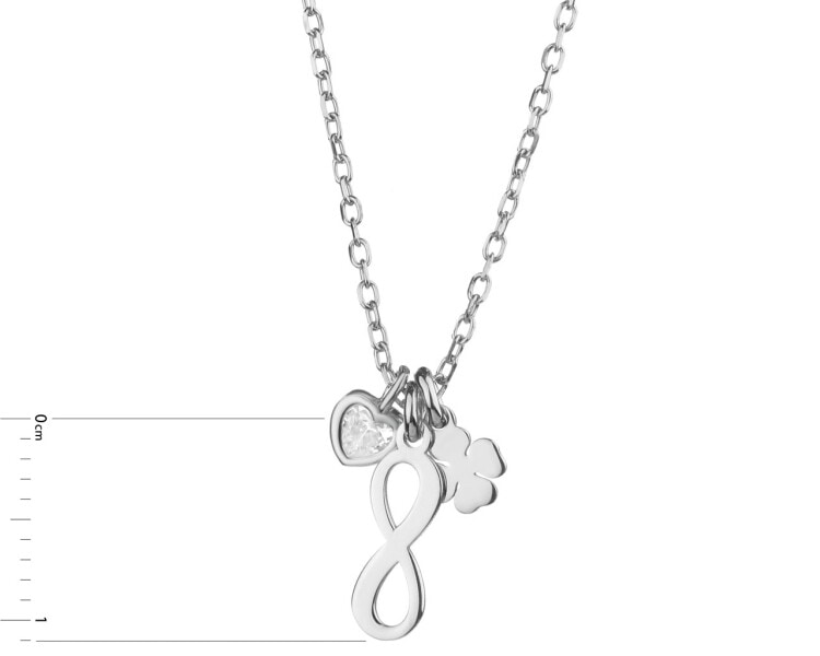 Stříbrný náhrdelník se zirkonem - nekonečno, čtyřlístek, srdce