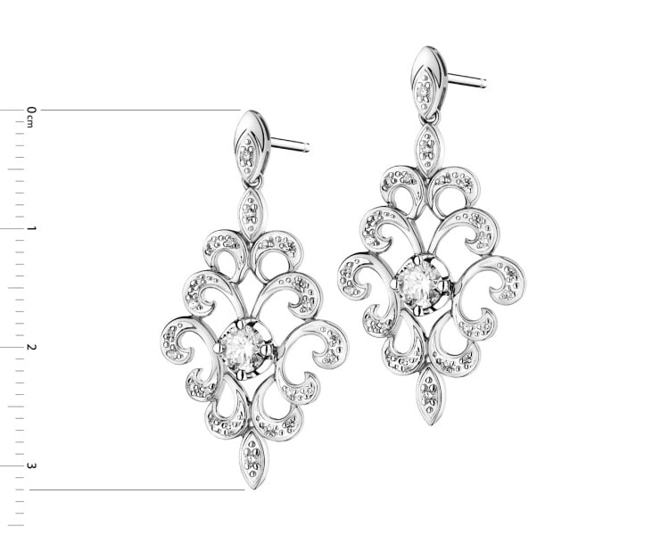 14 K Rhodium-Plated White Gold Earrings with Diamonds 0,70 ct - fineness 14 K