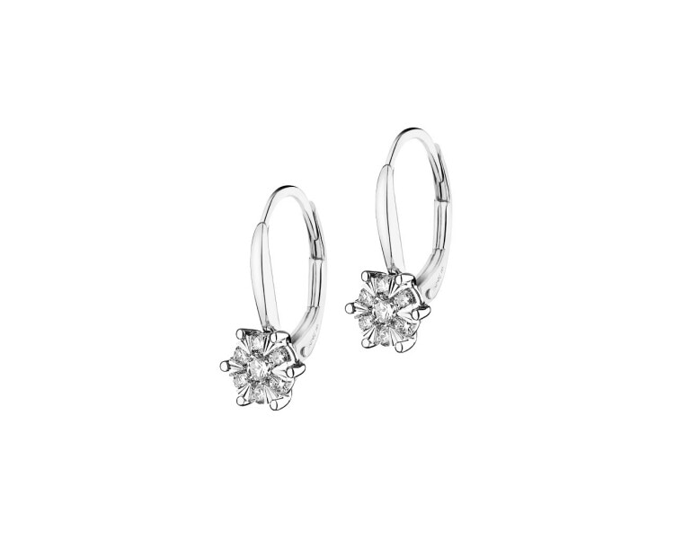 14 K Rhodium-Plated White Gold Earrings with Diamonds 0,35 ct - fineness 14 K