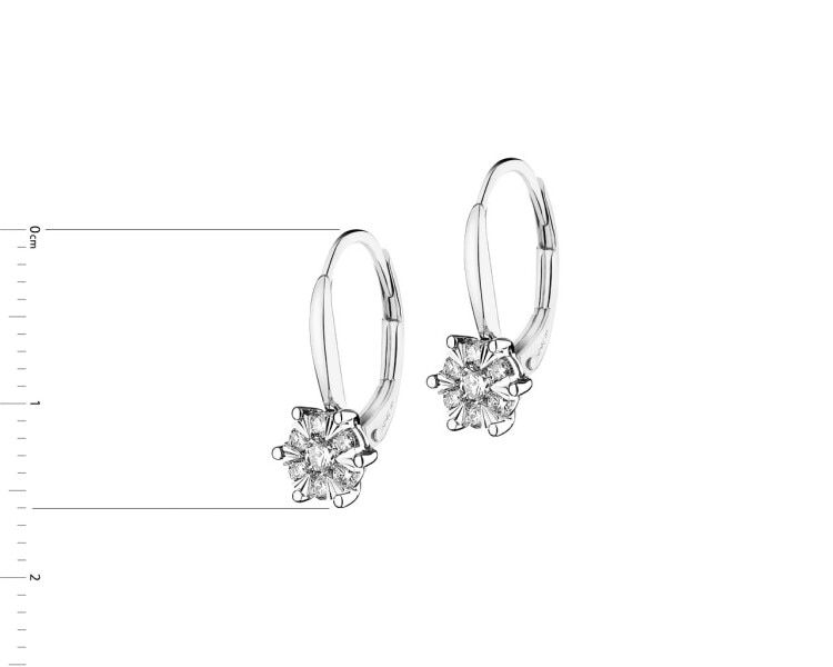 14 K Rhodium-Plated White Gold Earrings with Diamonds 0,35 ct - fineness 14 K