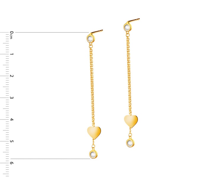 14 K Yellow Gold Dangling Earring with Cubic Zirconia