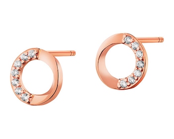 14 K Pink Gold Earrings with Cubic Zirconia