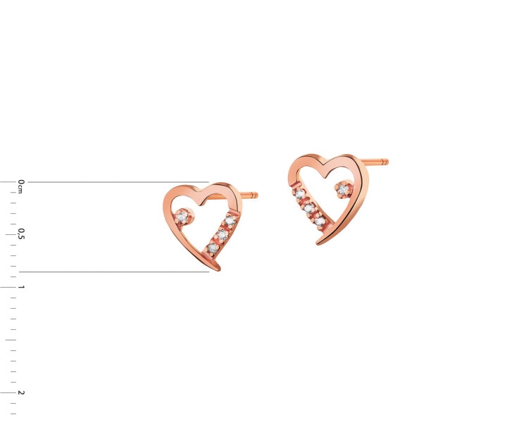 14 K Pink Gold Earrings with Cubic Zirconia