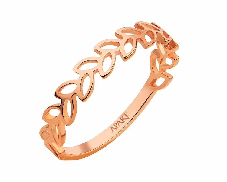 Prsten z růžového zlata - listy
