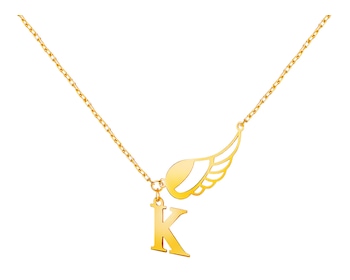 Złoty naszyjnik, ankier - litera K, skrzydło