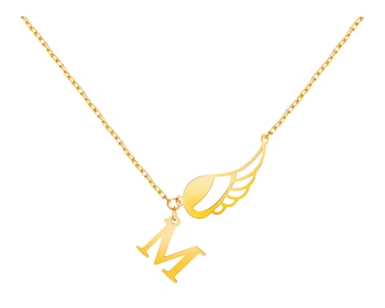 Złoty naszyjnik, ankier - litera M, skrzydło