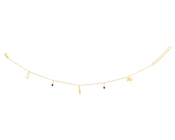 9 K Yellow Gold Anklet with Cubic Zirconia