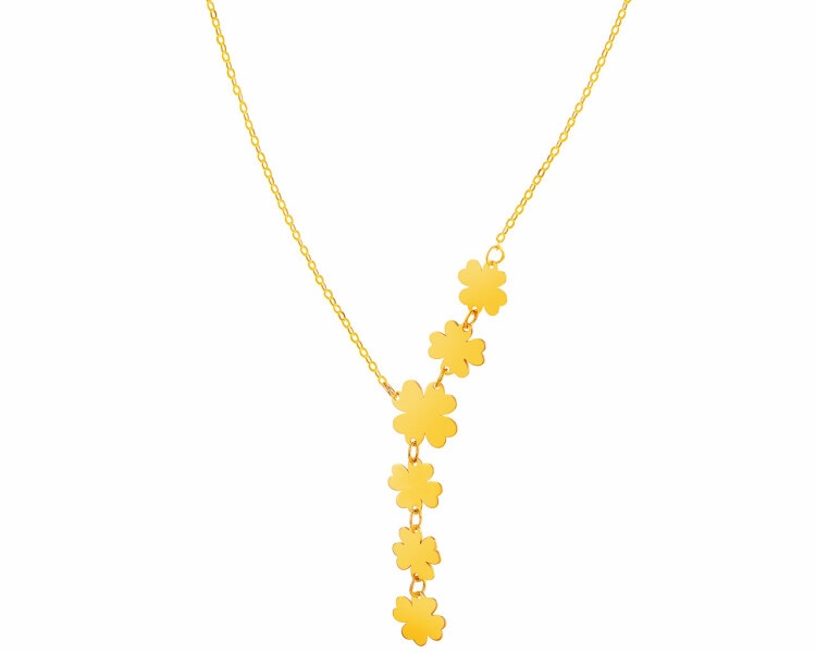 Złoty naszyjnik, ankier - koniczyny