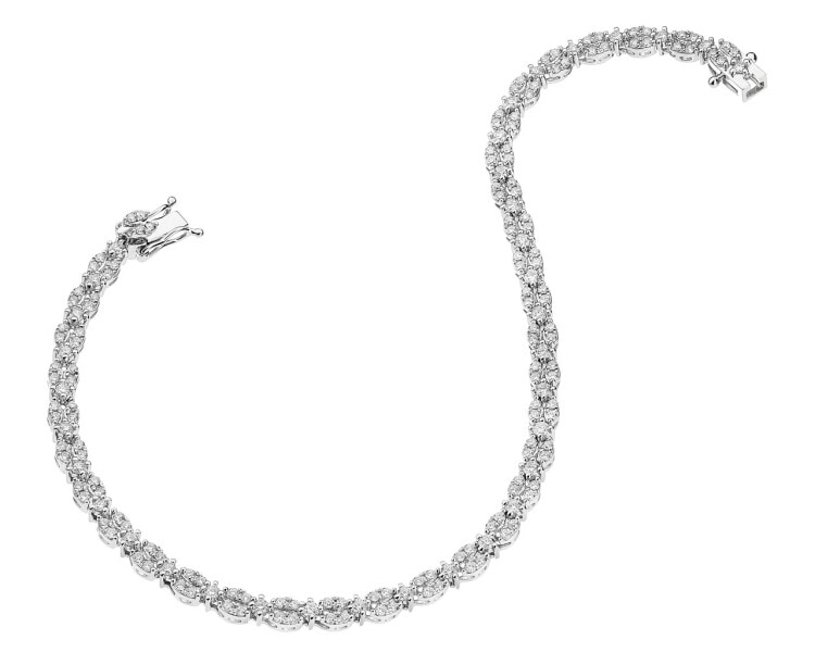 14 K Rhodium-Plated White Gold Bracelet with Diamonds 2,12 ct - fineness 14 K