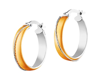 14 K Rhodium-Plated Yellow Gold Earrings 