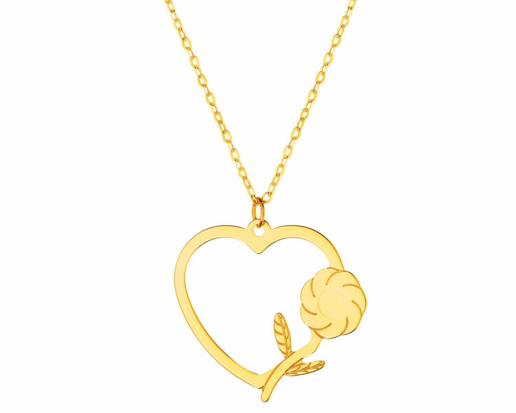 Zlatý náhrdelník, anker - srdce, květ