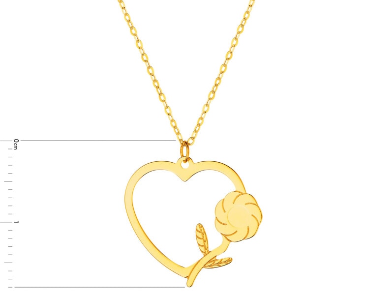 Zlatý náhrdelník, anker - srdce, květ