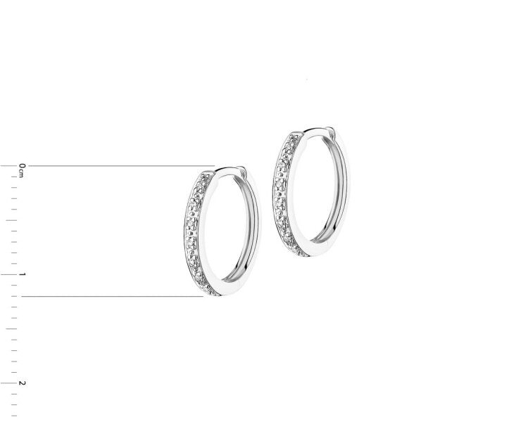 9 K Rhodium-Plated White Gold Hoop Earring with Diamonds 0,04 ct - fineness 9 K