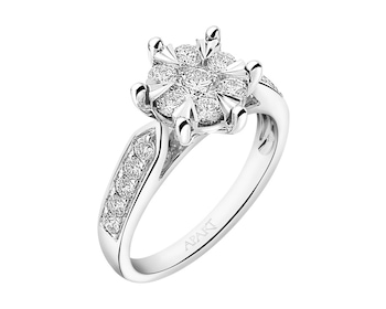 14 K Rhodium-Plated White Gold Ring with Diamonds 0,75 ct - fineness 14 K