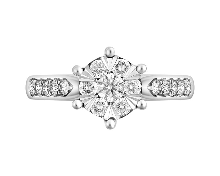 Pierścionek z białego złota z brylantami - 0,75 ct - próba 585