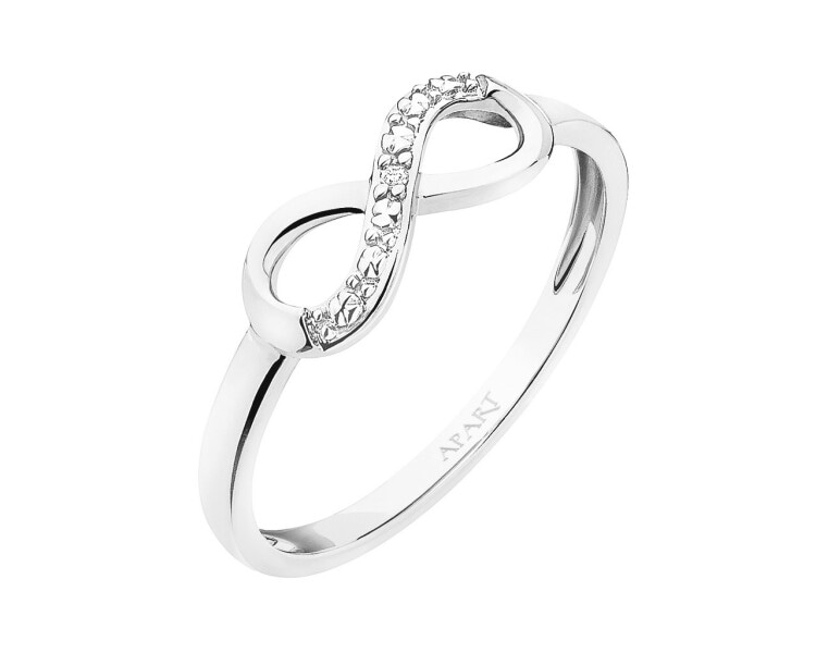 750 Rhodium-Plated White Gold Ring with Diamond 0,004 ct - fineness 14 K