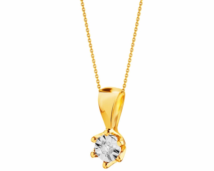 9ct Yellow Gold, White Gold Pendant with Diamond 0,01 ct - fineness 585