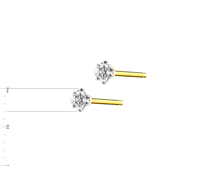 9ct Yellow Gold Earrings with Diamonds 0,006 ct - fineness 14 K