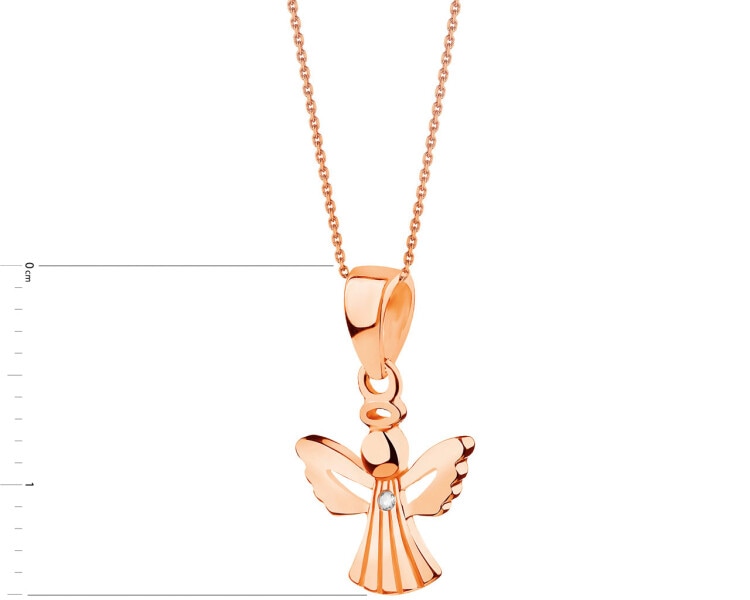 Rose gold pendant with cubic zirconia - angel
