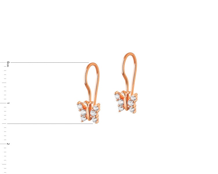 8 K Pink Gold Earrings with Cubic Zirconia