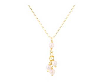 Zlatý náhrdelník s s perlami, anker - kuličky