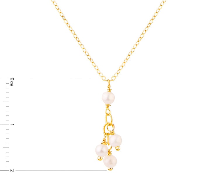 Gold necklace with pearls, anchor chain - balls