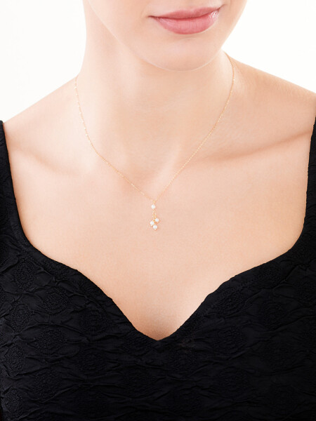 Gold necklace with pearls, anchor chain - balls