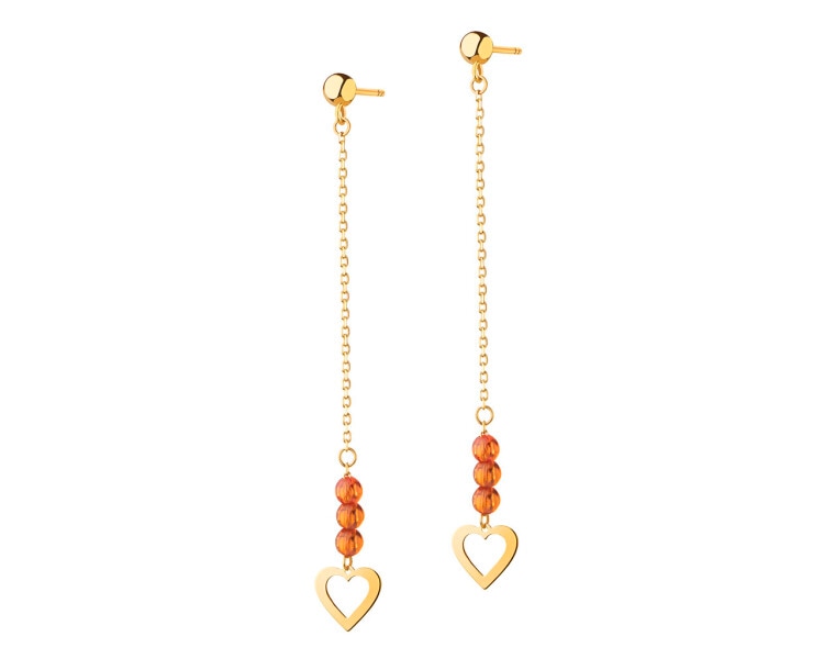 14 K Yellow Gold Dangling Earring with Synthetic Quartz