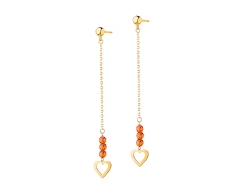 14 K Yellow Gold Dangling Earring with Synthetic Quartz
