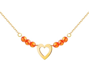 Zlatý náhrdelník se syntetickými křemeny, anker - srdce