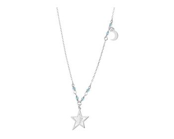 Stříbrný náhrdelník s broušeným sklem - hvězda, měsíc
