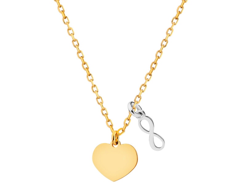 Pozlacený stříbrný náhrdelník - srdce, nekonečno
