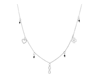 Stříbrný náhrdelník s broušeným sklem - nekonečno, čtyřlístek, srdce