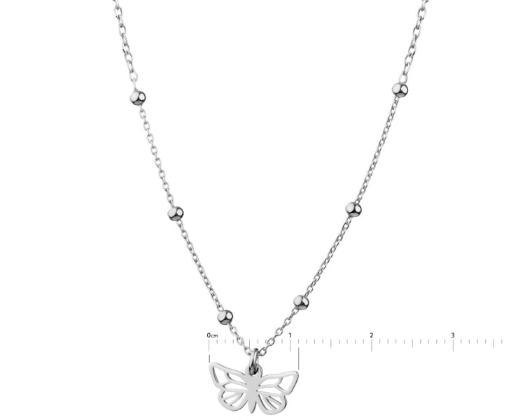 Stříbrný náhrdelník - motýl, kuličky
