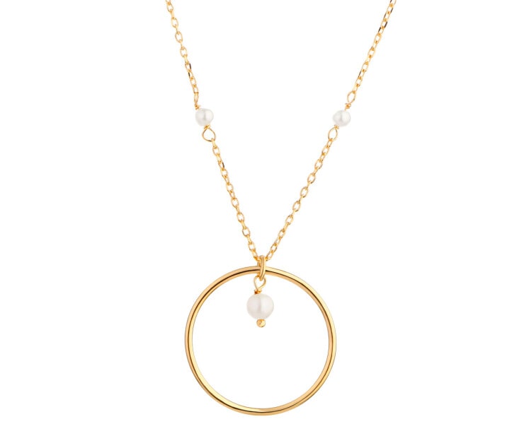 Gold-Plated Silver Necklace with Pearl