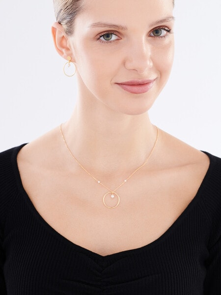 Pozlacený stříbrný náhrdelník s perlami - kroužek