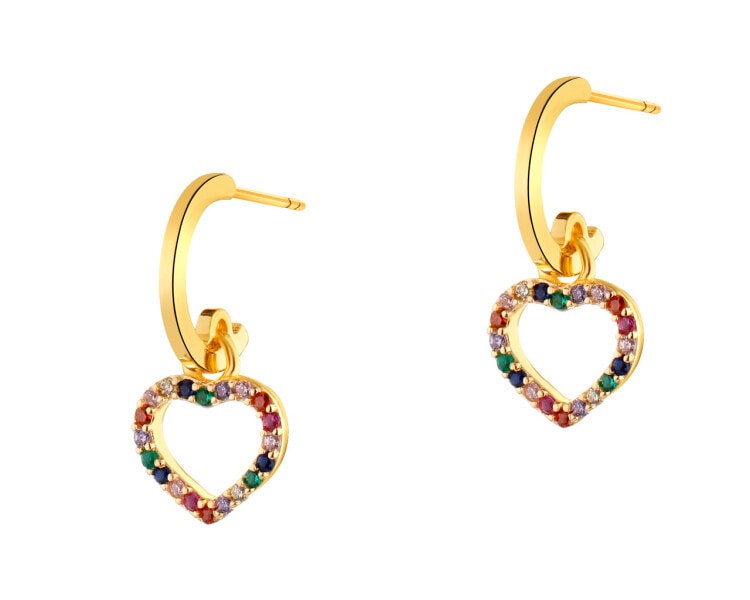 Gold-Plated Silver Dangling Earring with Cubic Zirconia