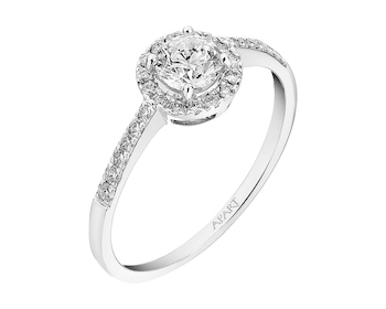 14 K Rhodium-Plated White Gold Ring with Diamonds 0,66 ct - fineness 14 K