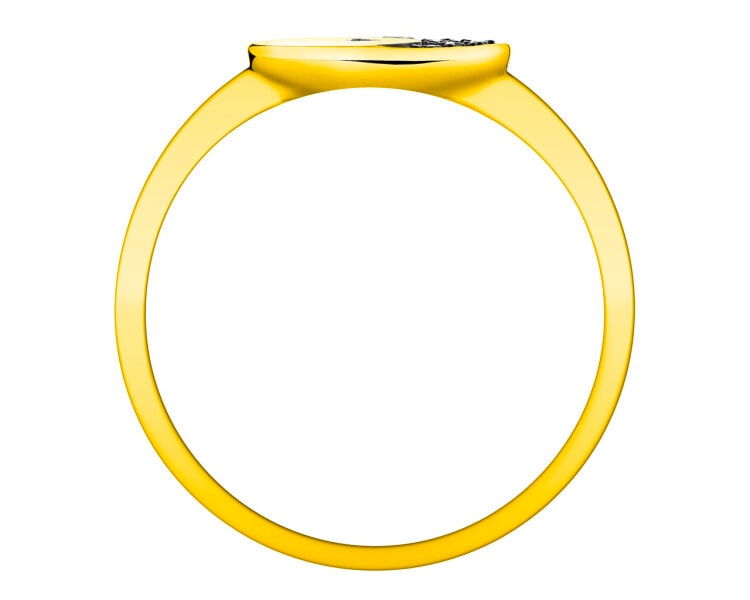 Pierścionek z żółtego złota z diamentami - yin yang - próba 375