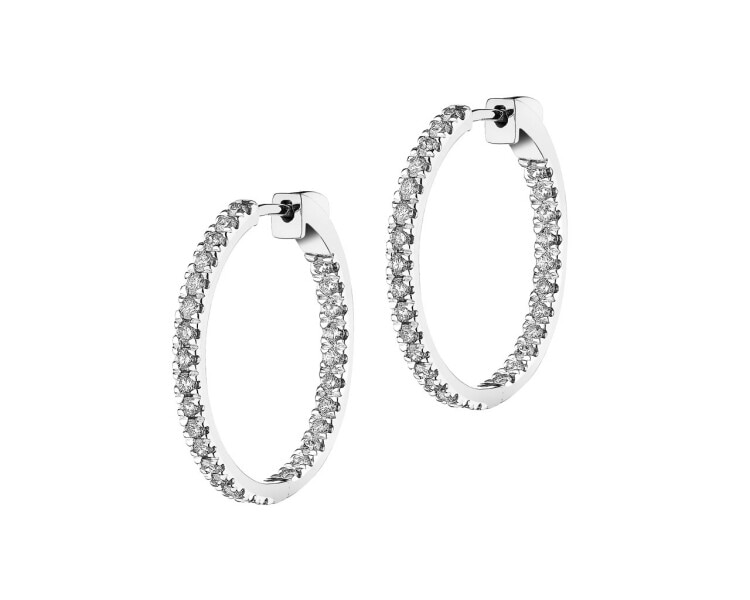 14 K Rhodium-Plated White Gold Earrings with Diamonds 1,50 ct - fineness 14 K