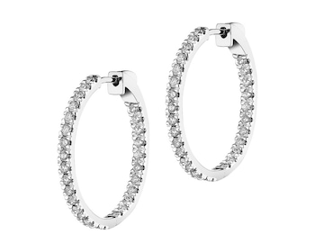 14 K Rhodium-Plated White Gold Earrings with Diamonds 1,50 ct - fineness 14 K