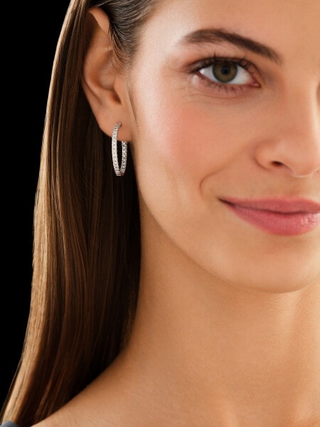14 K Rhodium-Plated White Gold Earrings with Diamonds - 1,50 ct - fineness 14 K