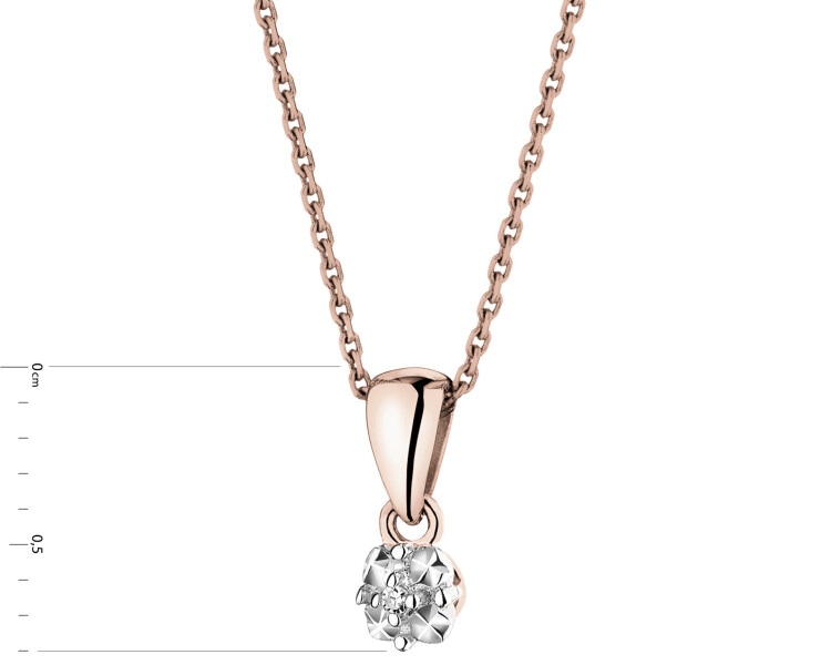 Zawieszka z różowego i białego złota z diamentem - 0,003 ct - próba 375