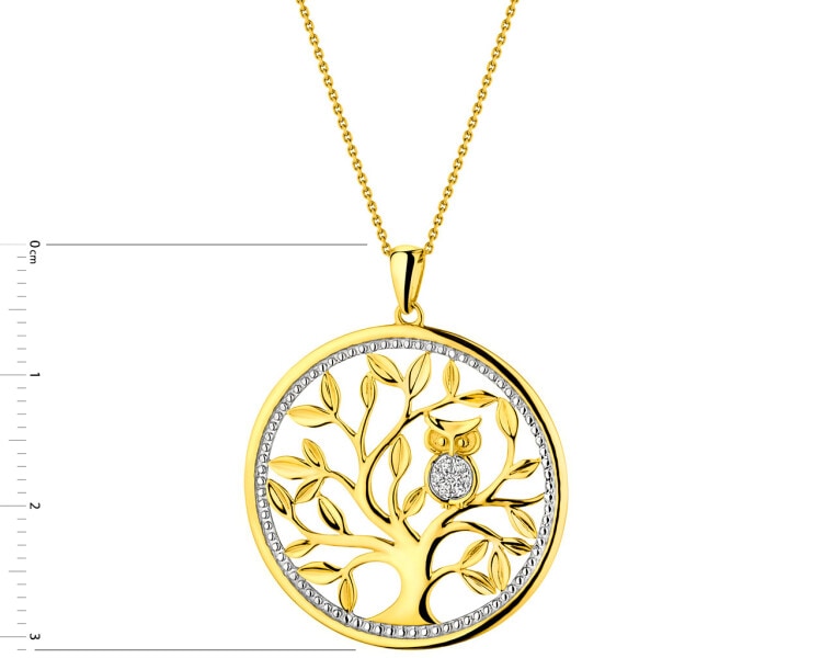 Přívěsek ze žlutého zlata s diamanty - strom 0,02 ct - ryzost 585