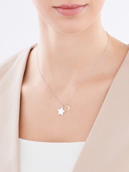Stříbrný náhrdelník - hvězda, půlměsíc