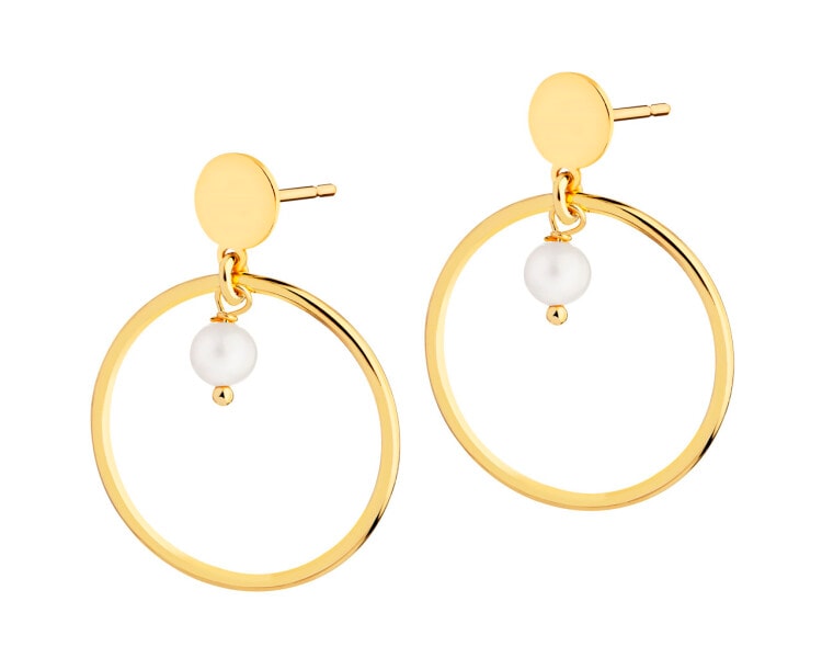 Gold-Plated Silver Dangling Earring with Pearl